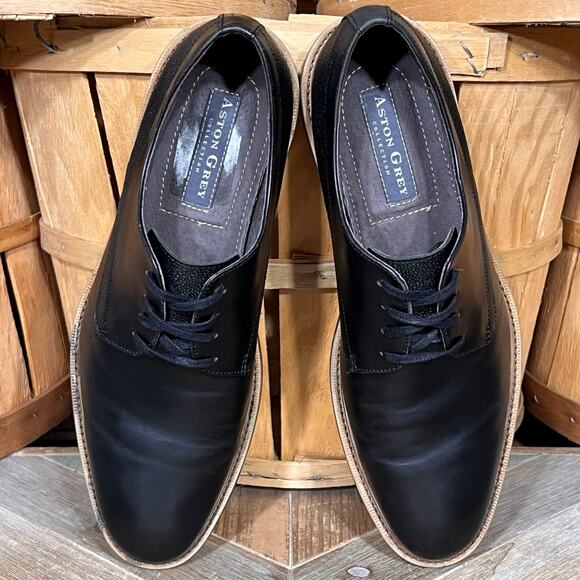 Aston Grey Adayde Black Leather Almond Toe Casual Oxford Dress Shoes Mens Size 9 Aston Grey Adayde Black Leather Almond Toe Casual Oxford Dress Shoes Mens Size 9